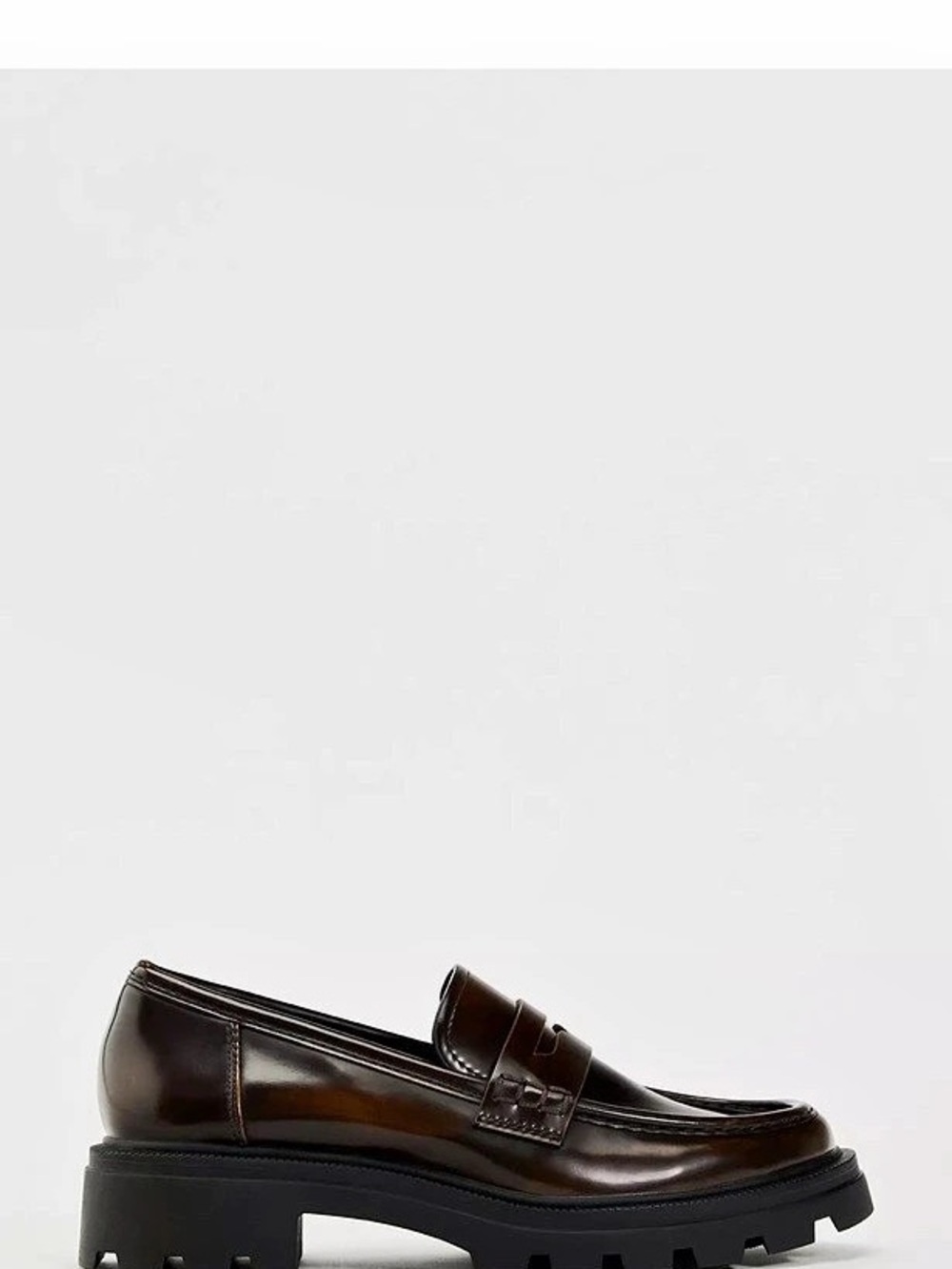 Zara Leather Loafers with Distressed Effect Brown & Black